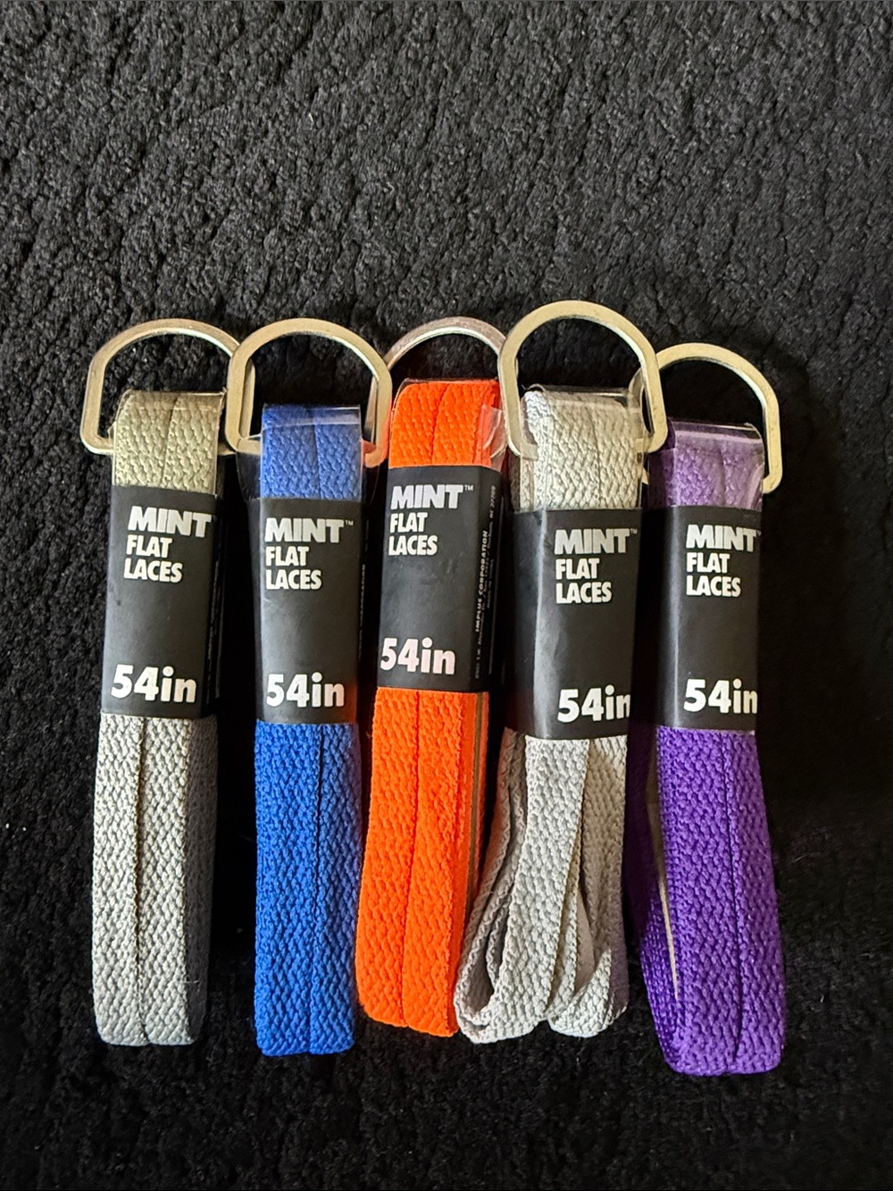 Mint 54in Flat & Oval Shoe Laces - Gray, Blue, Orange, Light Gray, Purple